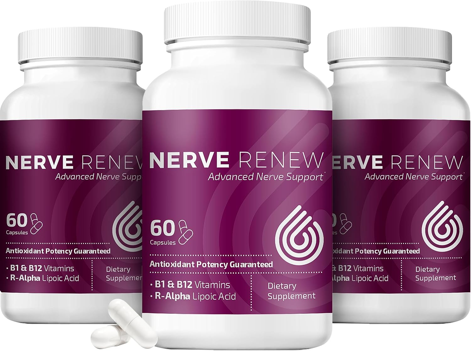 NERVE RENEW Advanced Nerve Support - 300mg Stabilized R-Alpha Lipoic Acid, Vitamin B Complex, Benfotiamine, Herbs for Fast-Acting Support - 3 Pack
