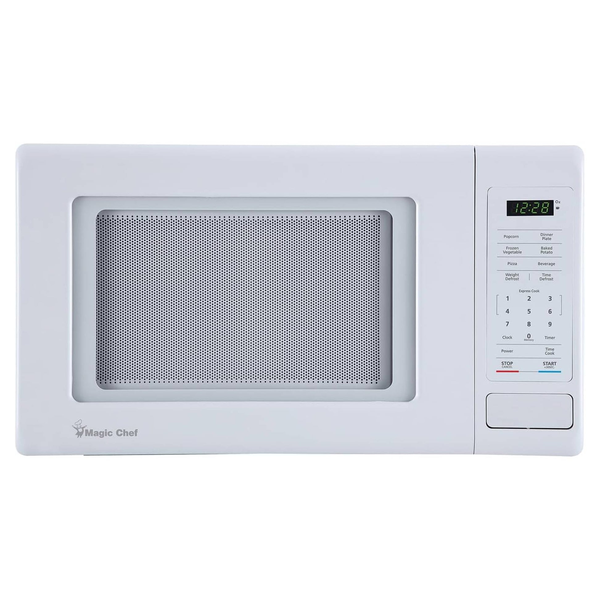 Open Box Magic Chef 0.9 Cubic Feet 900 Watt Stainless Microwave Oven, White