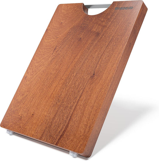 Brosisincorp Real Solid Sapele Cutting Board One Piece No Glue Non Toxic All Whole Single Wood Butcher Block Thick Hard Wood Heavy Duty Edge Grain (Medium, 14.96"L*11.02"W*0.98"Th)