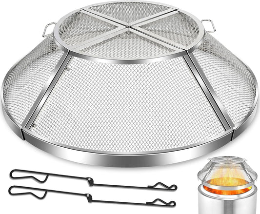 Fire Pit Spark Screen for Solo Stove Yukon Shield 27 Inch,Stainless Steel Spark Protector Mesh Screen for Solo Yukon,Fire Pits Top Screen Accessories Spark Cover Guard Outdoor Heavy Duty-Silver