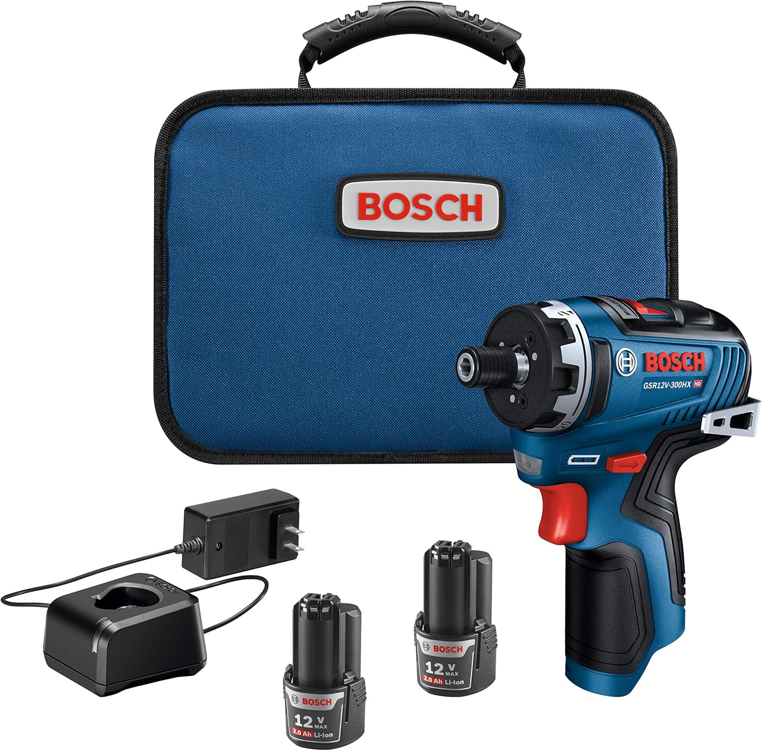 BOSCH GSR12V-300HXB22 12V Max Brushless 1\/4 In. Hex Two-Speed Screwdriver Kit with (2) 2.0 Ah Batteries