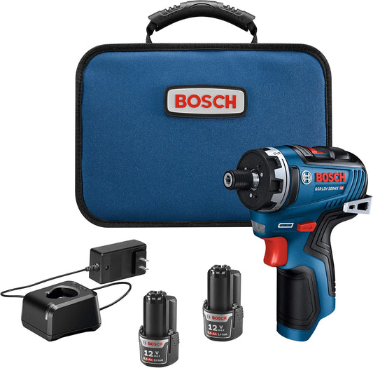 BOSCH GSR12V-300HXB22 12V Max Brushless 1\/4 In. Hex Two-Speed Screwdriver Kit with (2) 2.0 Ah Batteries
