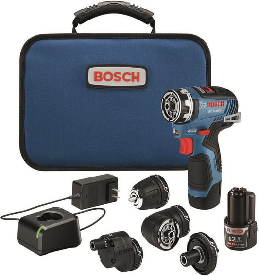 Bosch GSR12V-300FCB22 12V Max Drill\/Driver with 5-In-1 Flexiclick® System with (2) 2.0 Ah Batteries