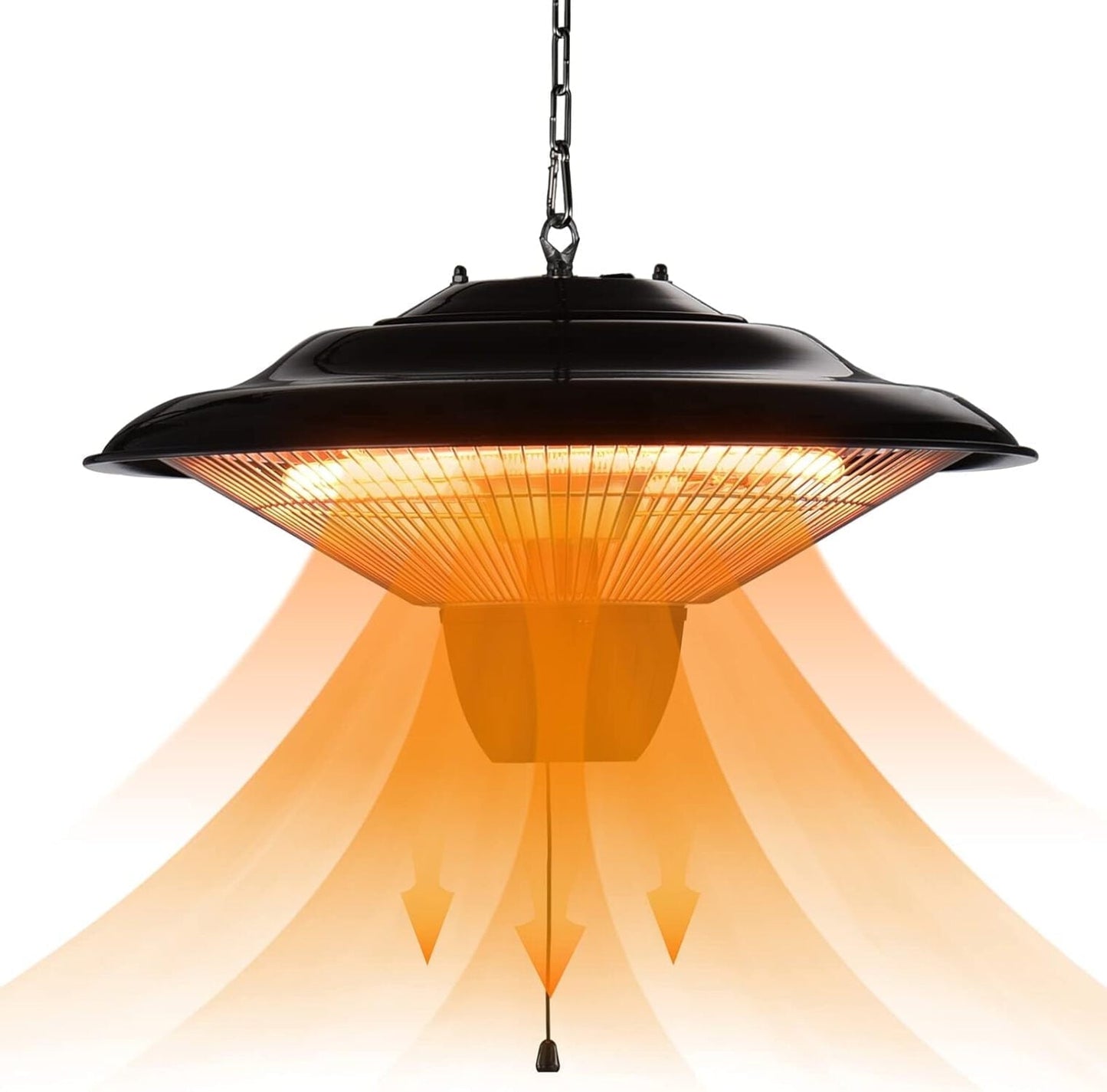 Ecotronic 1500W Electric Hanging Patio Heater with 8.2" Adjustable Chain, Lightweight for Indoor/Outdoor use, Black