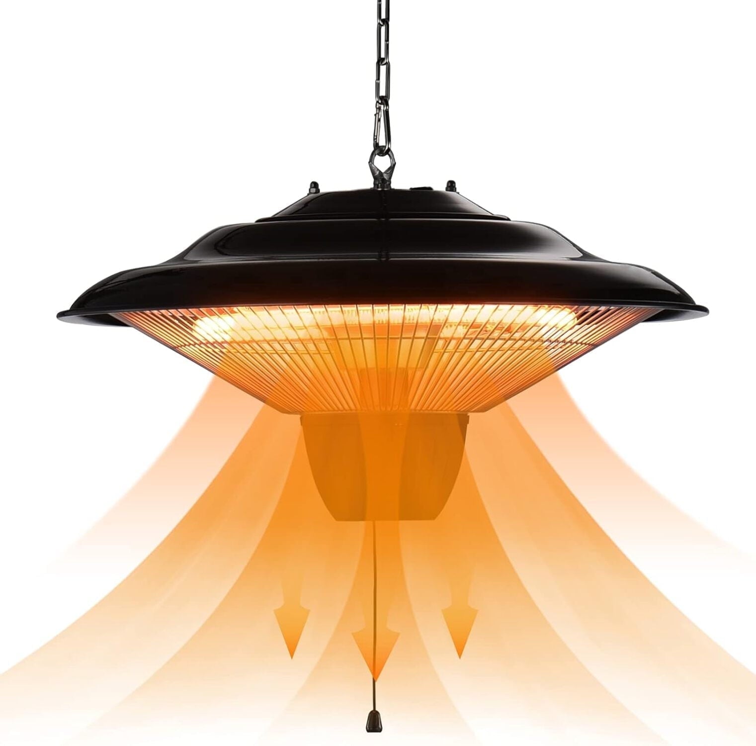 Ecotronic 1500W Electric Hanging Patio Heater with 8.2" Adjustable Chain, Lightweight for Indoor/Outdoor use, Black