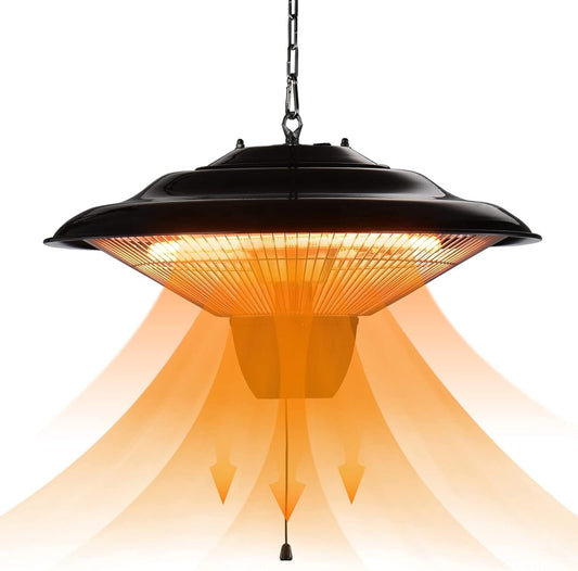 Ecotronic 1500W Electric Hanging Patio Heater with 8.2" Adjustable Chain, Lightweight for Indoor/Outdoor use, Black