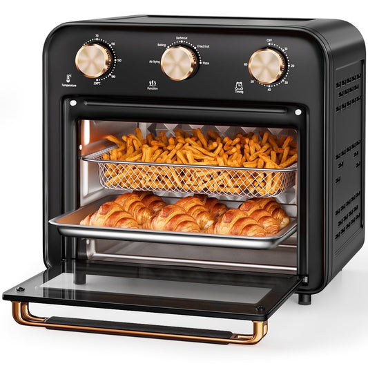 TINANA 5-in-1 Air Fryer Toaster Oven Countertop, 1300W 17 Quart, 4-Slice Convection Ovens Combo, Oil-Less Air Fry, Roast, Bake Broil Toast, Dried Fruit, Timer, Stainless Steel, PFA and BPA-free