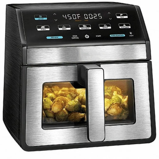 Air Fryer for Home 8 L Capacity-with Digital Control and 7 Preset control, Quick Heat Circulation Variable Temp. Control, Baking, Grilling, Air Frying Silver