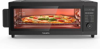 Toaster Oven Air Fryer Combo - 10-in-1 Countertop Convection Oven 1800W, Flip Up & Away Capability for Storage Space, Oil-Less Toaster Oven Fit 12" Pizza, 9 Slices Toast (White)