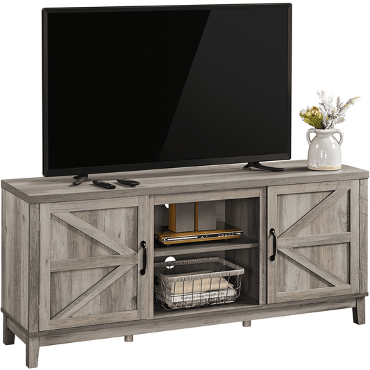 Alden Design Farmhouse Storage TV Stand for TVs up to 65", Gray