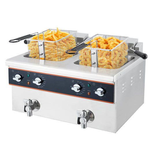 Ataucjin 6L Electric Deep Fryer With Oil Drain, 1800W 120V Countertop Fryers With Timer, Basket and Lid for Home Kitchen and Restaurant Use