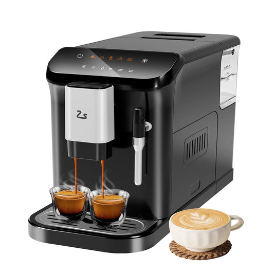Ataucjin Espresso Machine with Grinder, 20 Bar Professional Espresso Maker with Milk Frother Steam Wand, 1.5L Water Tank, Touch Display, 1-15 Adjustable Grind Size Levels, Gift for Coffee Lover