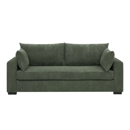 Aukfa 89" Corduroy Sofa, Comfy 3 Seater Couch for Living Room, Small Space, Apartment, Green