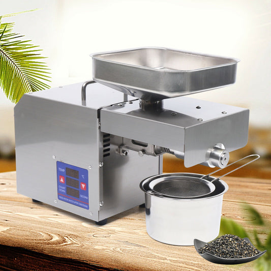 Automatic Oil Press Machine Stainless Steel Presser Intelligent Control Hot/Cold Oil Press for Nuts Walnut Linseed Olive Kernel Almond Rapeseed Sesame (600W.)