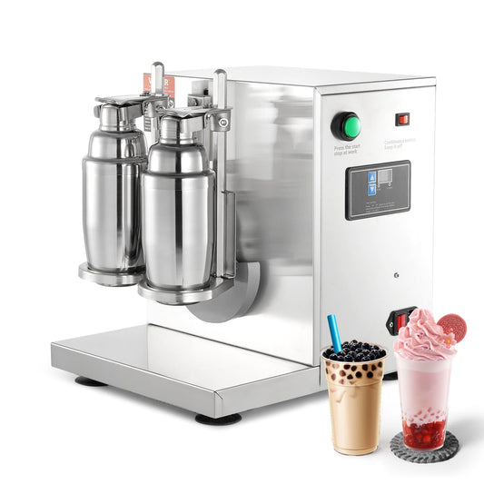 BENTISM 110V Electric Milk Tea Shaker Machine,120W Stainless Steel Double-Cup Shaker Machine, Silver