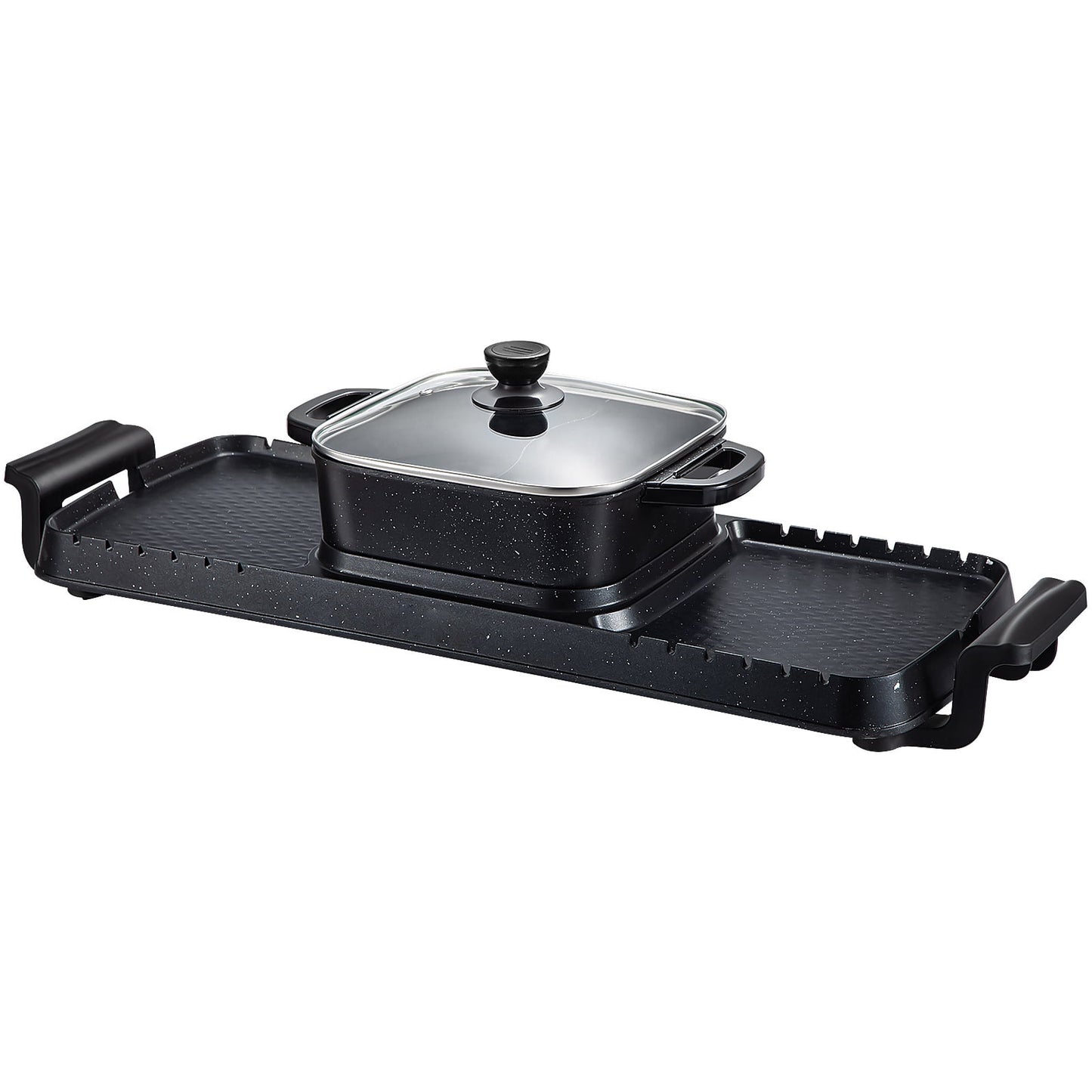BENTISM 2 in 1 Electric Hot Pot and Grill,2400W Smokeless Hot Pot Grill,BBQ Hot Pot, Black