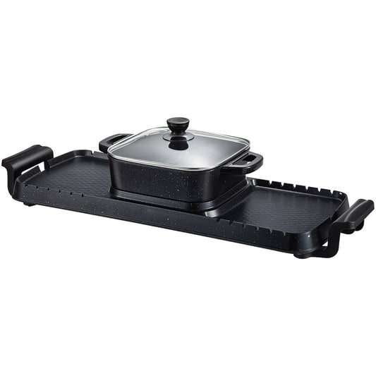 BENTISM 2 in 1 Electric Hot Pot and Grill,2400W Smokeless Hot Pot Grill,BBQ Hot Pot, Black