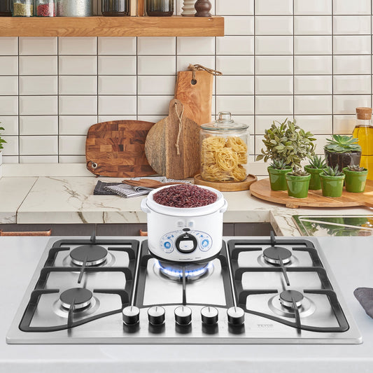 BENTISM Gas Cooktop Stove Top 30 inch Max 12250BTU 5 Burners Built-in LPG/NG Convertible