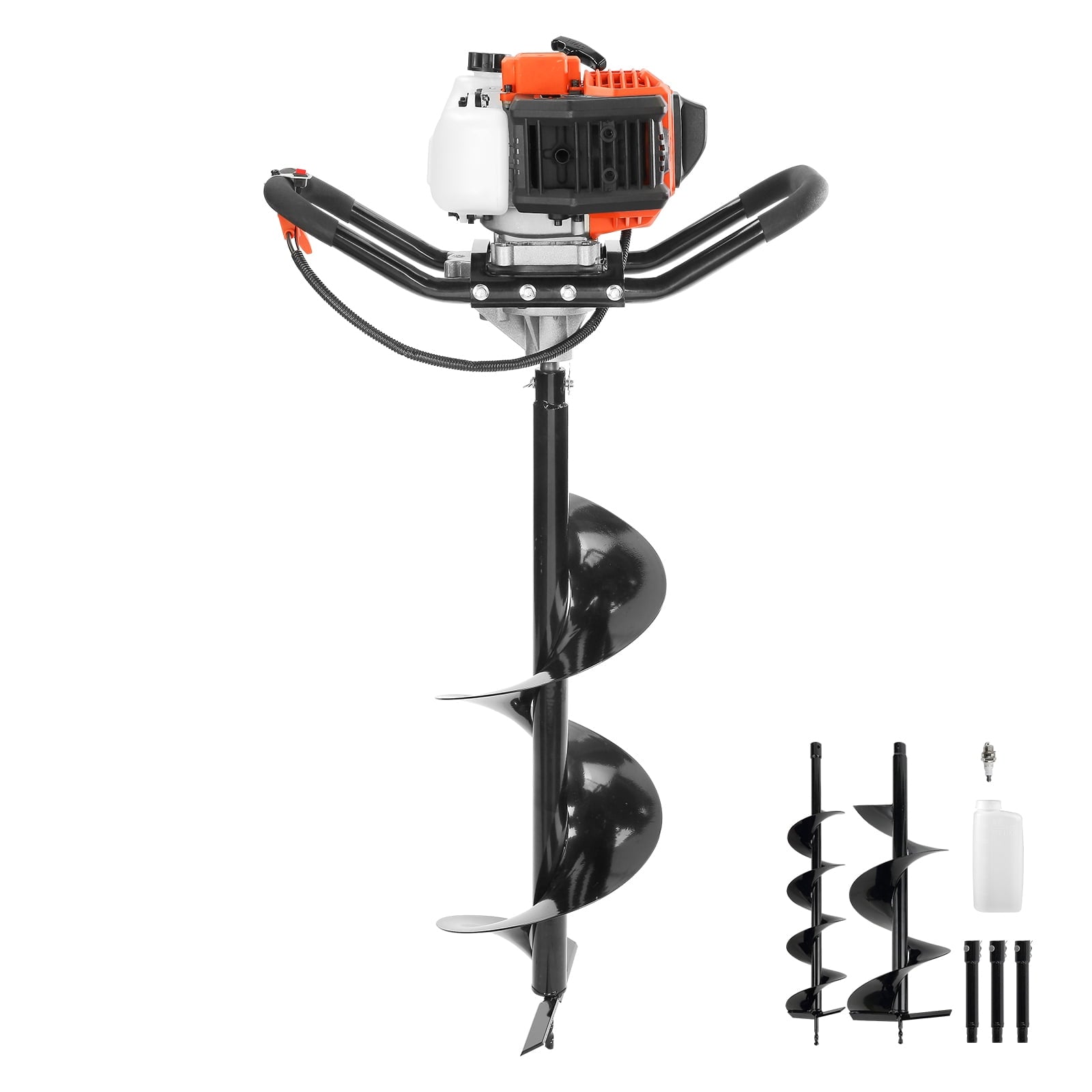 BENTISM Post Hole Digger 52cc Gas Powered Earth Digger 2 Auger Drill Bit 6" & 10"