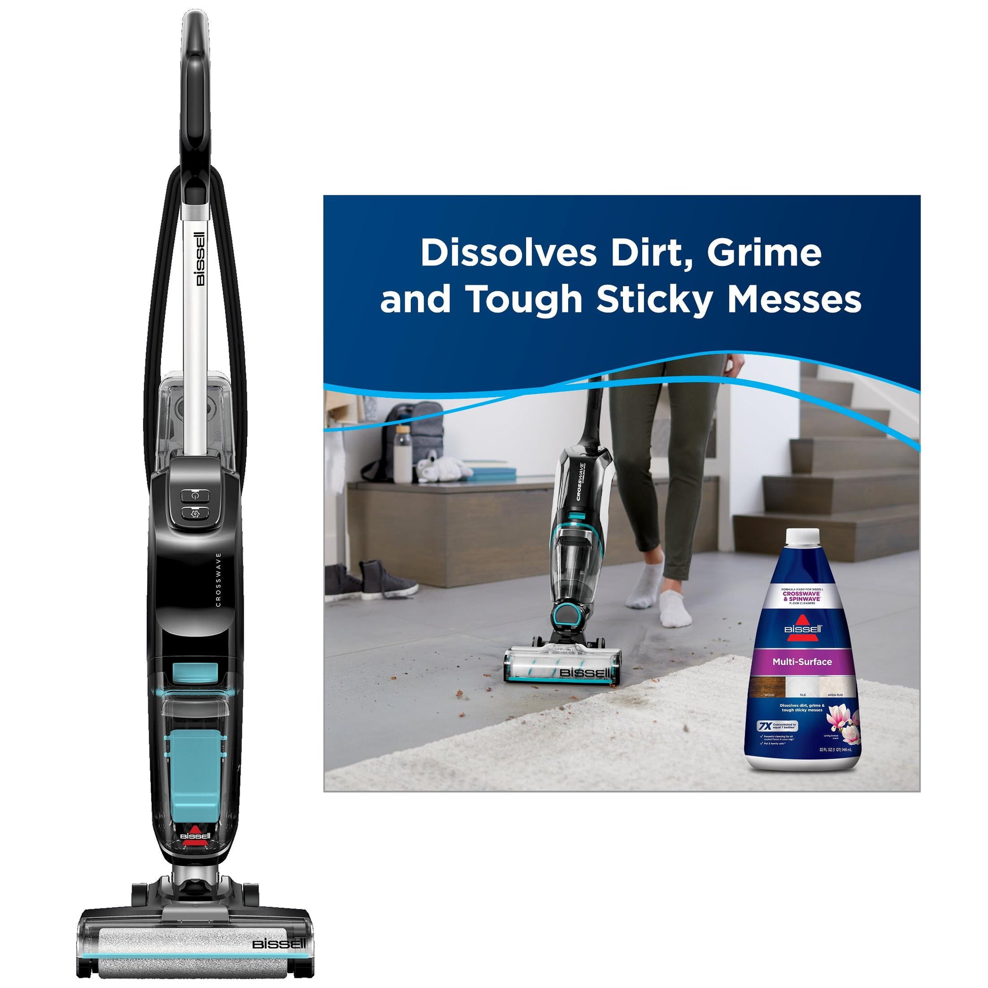 BISSELL® CrossWave® Hard Floor Expert® Wet Dry Vacuum 3831 & Bissell Multi-Surface Floor Cleaning Formula, 32 oz, 1789