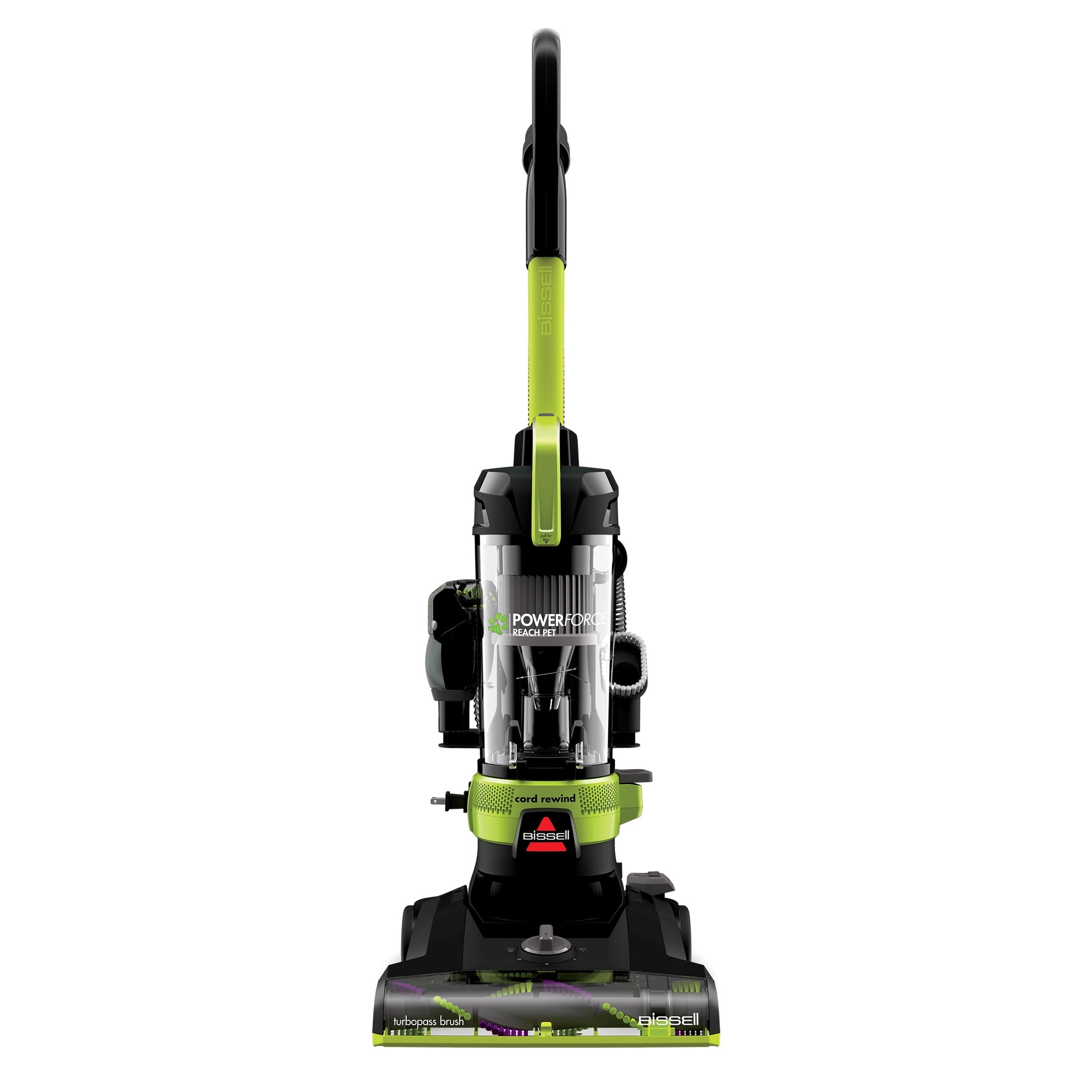 BISSELL Bagless Upright Vacuum, PowerForce Helix Rewind, Pet Deluxe, Live Extension Wand, ScatterFree Tech, Pet TurboBrush, Dusting Brush, Crevice Tool, XL Dust Cup, and Corded Rewind, 3335, Green