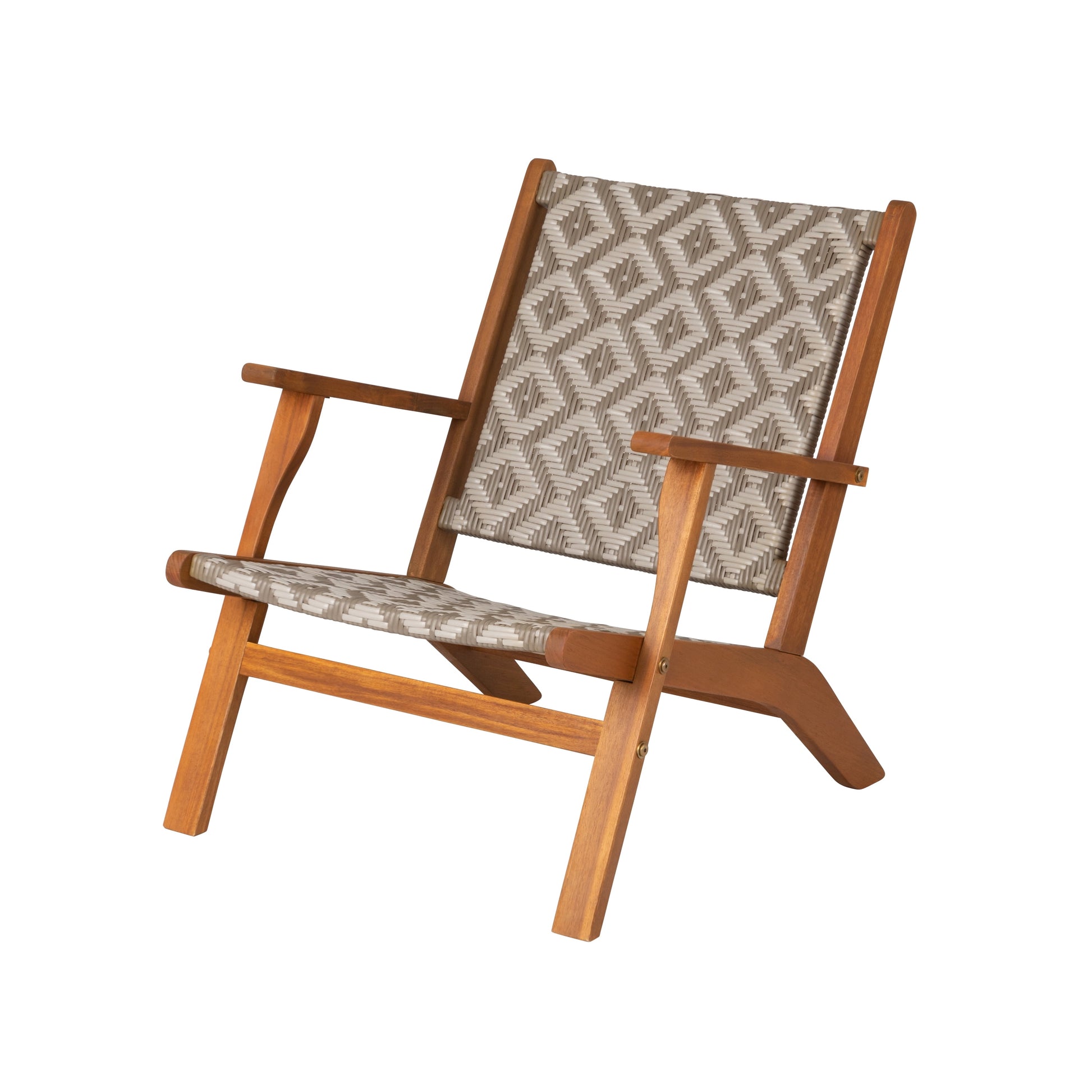 Balkene Home Vega Natural Stain Chair Wicker Outdoor Chair Reclining Armchair-Diamond Weave Wicker