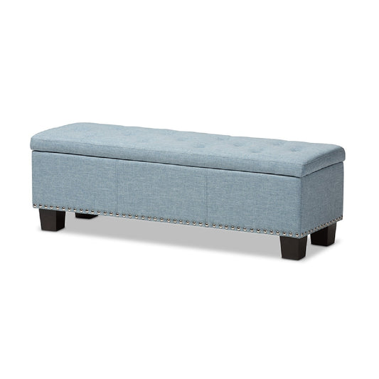Baxton Studio Hannah Modern and Contemporary Light Blue Fabric Upholstered Button-Tufting Storage Ottoman Bench