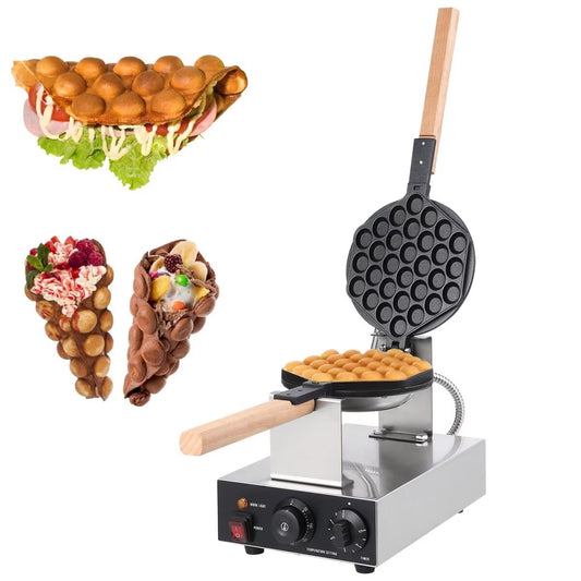 Bubble Waffle Maker, 1400W Electric Non Stick Egg Waffler Maker, Double-sided Heating Bubble Waffle Maker Machine for Home & Commercial Use