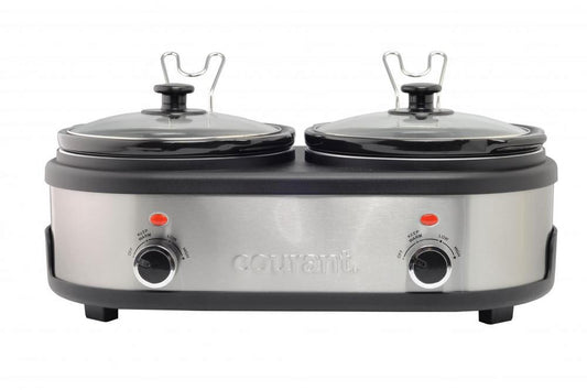 Courant 2.7 QT Double Slow Cooker Stainless Steel 5.0 Quart Total