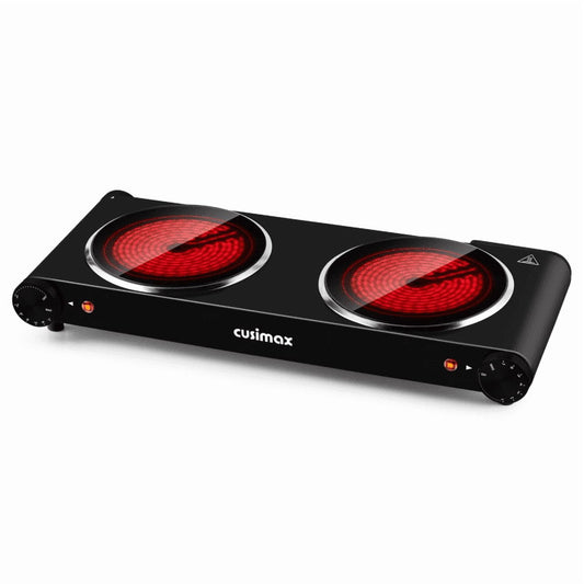 CUSIMAX 1800W Electric Infrared Double Countertop Burner, Stainless Steel