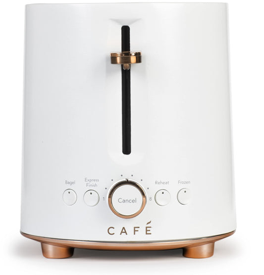 Café Express Finish 2-Slice Toaster | Extra-Wide Slots, Extra Lift for Waffles, Pastries, Texas Toast & More | 4 Pre-Set Functions, 8 Shade Options | Countertop Kitchen Essentials | Matte White C101
