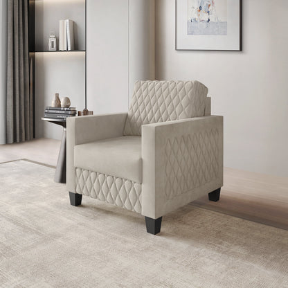 Castle Place Modern Luxe Velevet Diamond Tufted Upholstered Chair, Grey