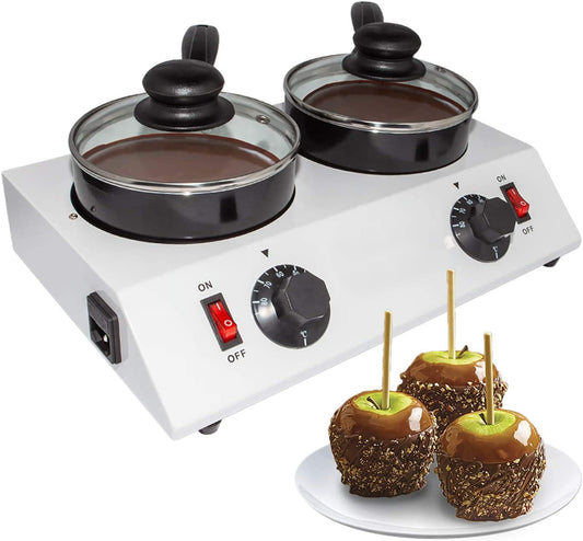Chocolate Melting Pot | Professional Chocolate Tempering Machine with Manual Control | Heated Chocolate | 110V (Double pot)