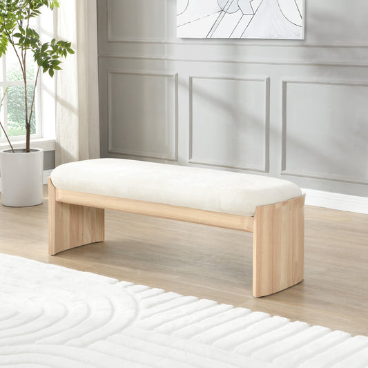 Christopher Knight Home 51.5" Rectangle Ottoman Bench, Upholstered Footstool, Solid Wood Frame, Beige