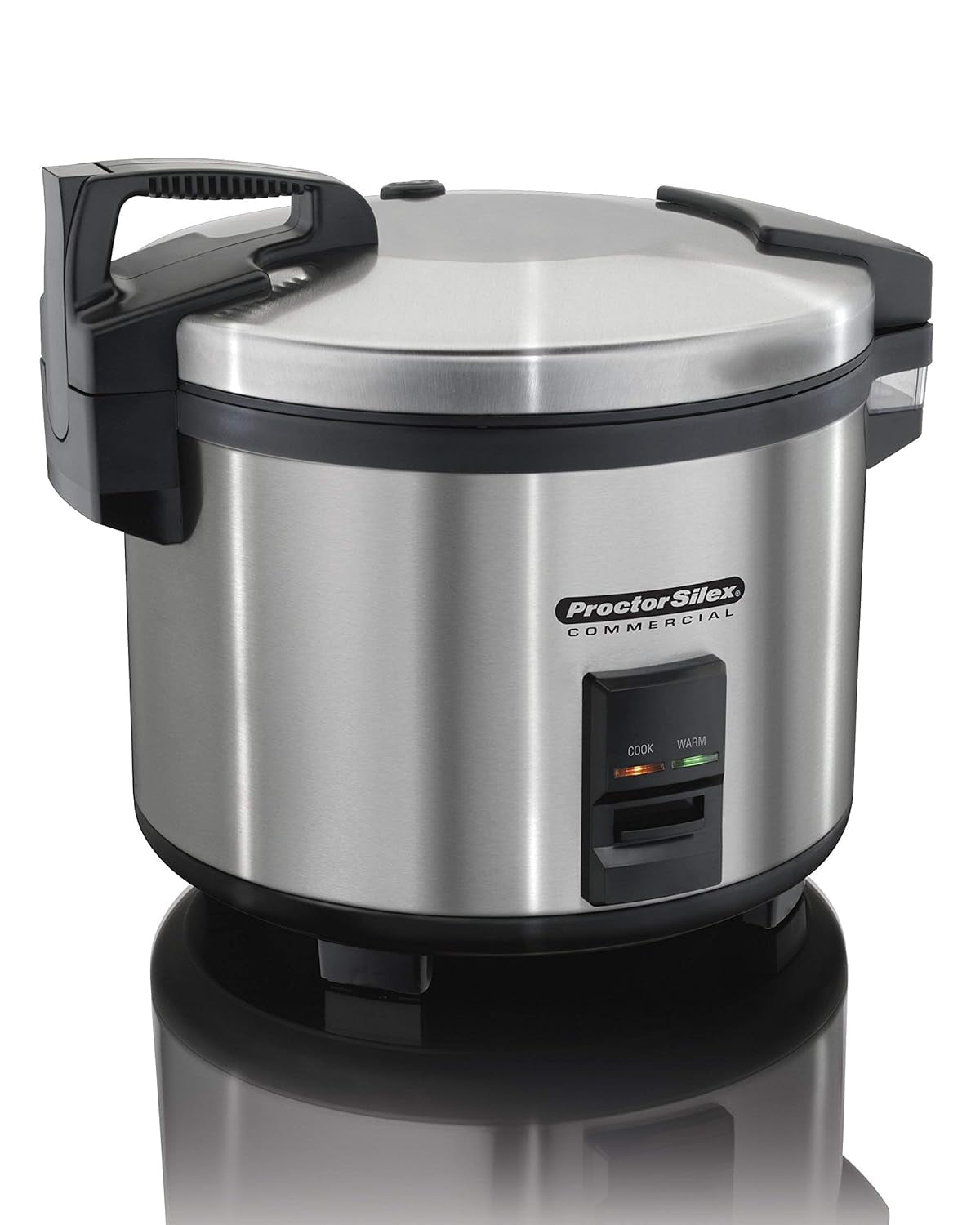 Commercial 60-Cup Cooked Rice Cooker & Warmer with Non-Stick Pot, Hinged Lid, Stainless Steel Housing, 1-Year Warranty