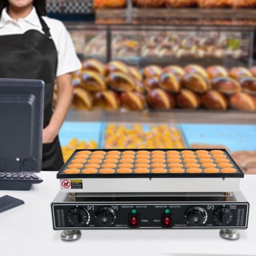 Commercial Dutch Pancake Maker, Heavy-Duty Stainless Steel, 50 Pancakes in 3-5 Min, Precise Temp & Timer Control, Non-Stick Cast Iron Plate