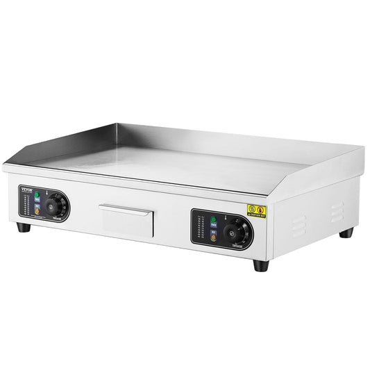 Commercial Electric Griddle, 2800W Countertop Flat Top Grill, 122°F-572 °F Adjustable Temp, 28.74 x 15.75 x 0.39in Stainless Steel Griddle Grill with 2 Shovels and 2 Brushes
