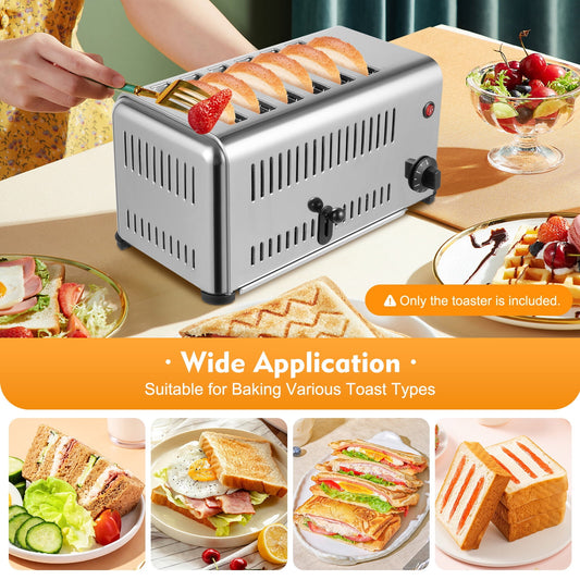 Commercial Electric Toaster 6 Slice Wide Slot Stainless Steel Toasters For Bread