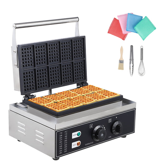 Commercial Electric Waffle Cone Maker - Double Independent Time and Temperature Control, DIY Various Ice Waffle Cone Desserts, Wide Applications, 360° Rotation
