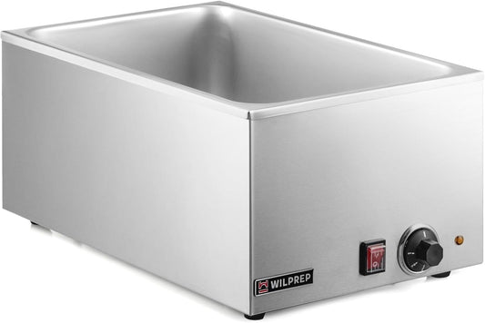 Commercial Food Warmer, 12 x 20 Full Size Electric Countertop Food Warmer with 1200W Power, Stainless Steel Bain Marie Buffer Server for Parties Buffets Restaurants (0 Pan)