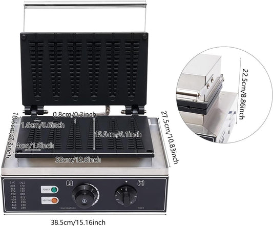 Commercial Non-Stick Electric Stick Waffle Maker, Non-Stick Pans, Restaurant Flip Waffle Maker, Makes Individual Waffles, Time and Temperature Controls, For Restaurant Snack Bar Home Use