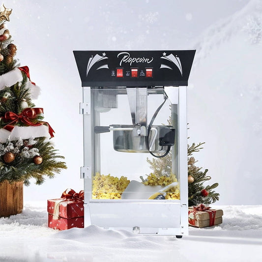 Commercial Popcorn Machine, 12 Oz Kettle, Movie Theater Popcorn Maker with 3-Switch Control, 900W for 32 Cups per Batch, Warming Light and Tempered Glass Door, Black