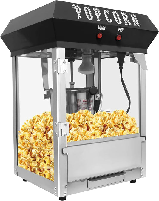 Commercial Popcorn Machine, 6-Ounce Bar Style Popcorn Machine Popcorn Maker 600W Electric Popper for Home Theater Parties, and Events