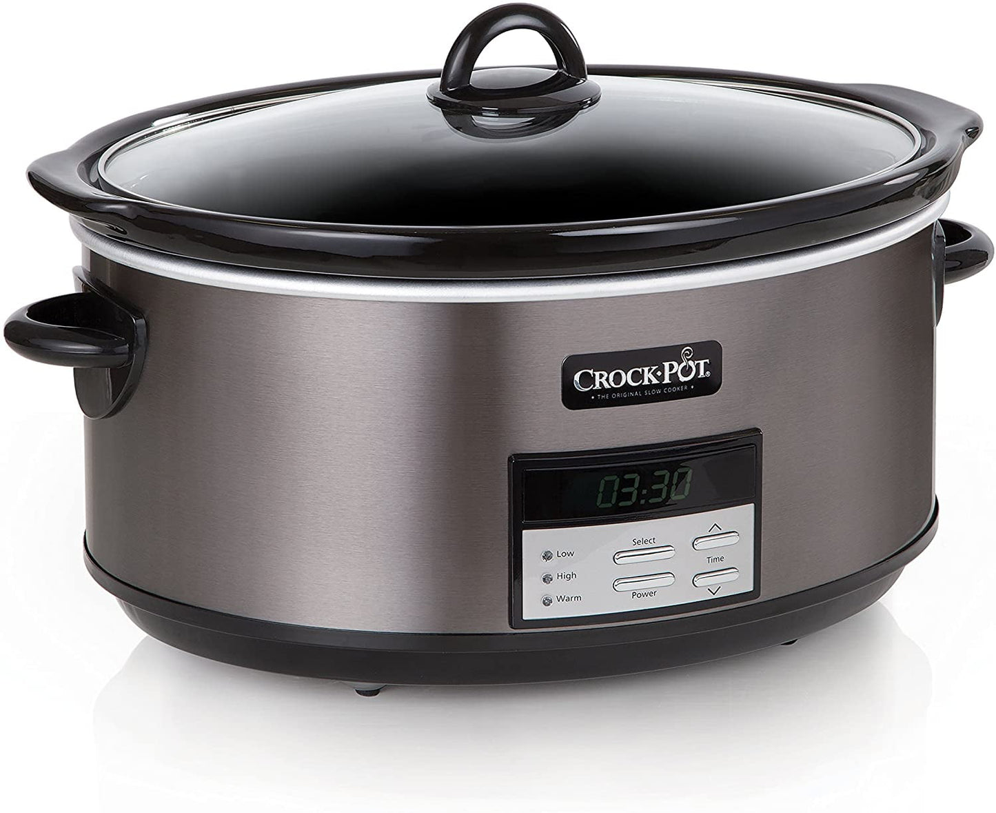 Crock-Pot Large 8-Quart Programmable Slow Cooker with Auto Warm Setting Black Stainless Steel Includes Cookbook (Pack of 1)