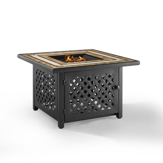 Crosley Furniture Tucson Outdoor Propane Fire Pit Table for Outside Patio Backyard Deck, 50,000 BTU