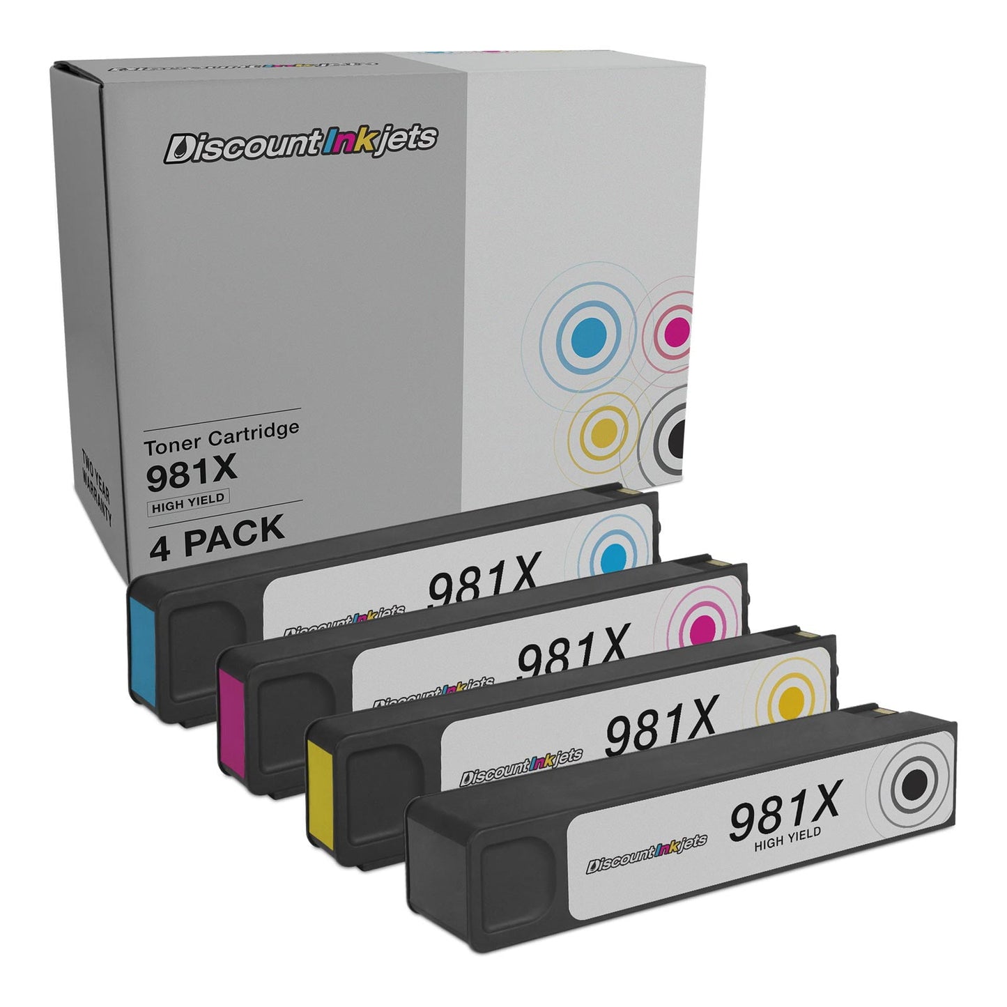 DI Ink Cartridge Replacements for HP 981X HY (Black, Cyan, Magenta, Yellow) Compatible with HP Enterprise Color: 556dn, 556xh, Flow MFP 586z, MFP 586dn, MFP 586f HP Pagewide Enterprise Color: 556dn
