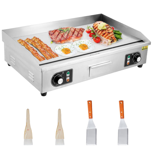 EastVita 24-Inch Commercial Electric Countertop Grill, Non-Stick Electric Grill Plate, Temperature Control 122°F-572°F, 1600W Electric Grill Pan