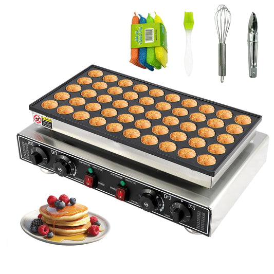 EastVita 50 PCS Mini Pancakes Maker Machine 110V Mini Dutch Pancake Maker, 1800W Commercial Electric Nonstick Waffle Maker Machine for Home and Restaurants