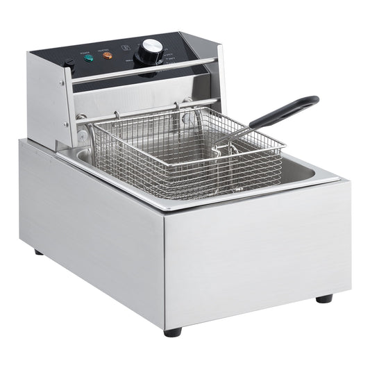 EastVita 6/10/12L Commercial Electric Deep Fryer Dual Tank w/Basket & Lid, Countertop Stainless Steel Deep Fryer for Large Tank French Fries, Onion Rings