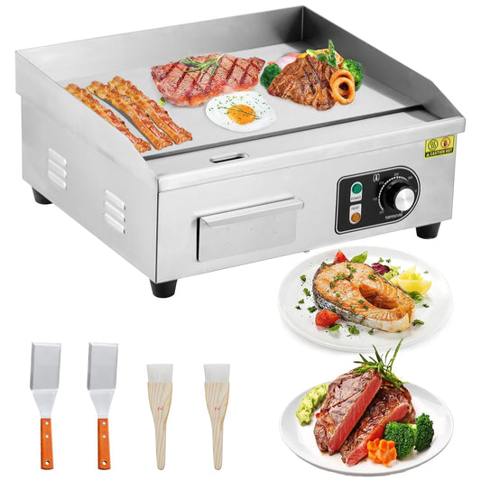 Electric Griddle for Perfect Cooking - Non-Stick Grill Plate, Adjustable Temperature Control 122°F-572°F, High Power, Commercial Grade, Easy Cleaning.